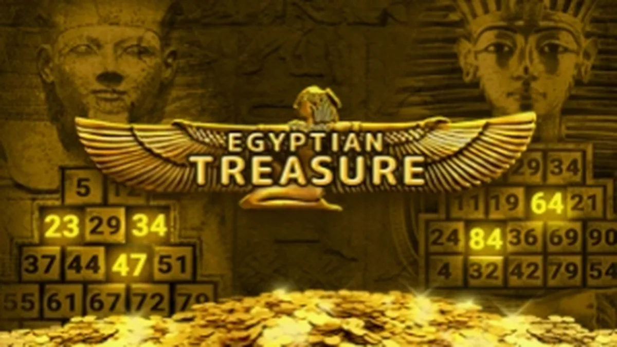 Interface do jogo de slot Egyptian Treasure com temática egípcia